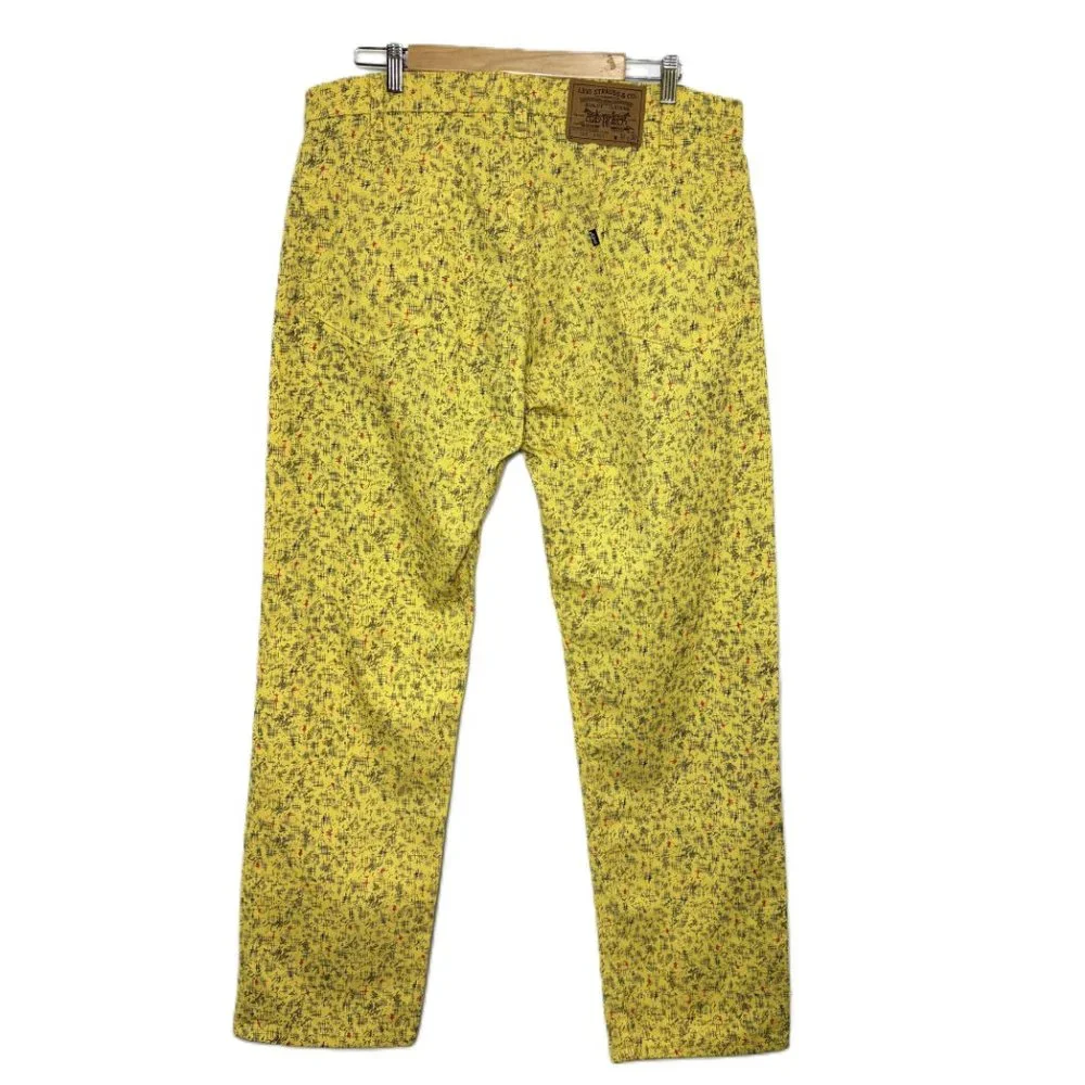 * Rare Vintage 505 Black Label Yellow mod print Jeans 38